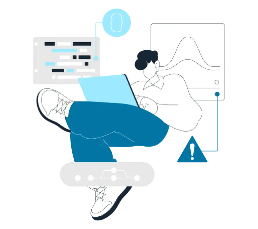 Illustration of a developer at a laptop